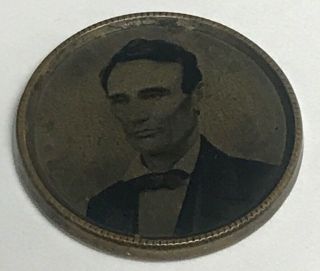 1860 Abraham Lincoln Ferrotype Tintype Campaign Pin Button Token 2