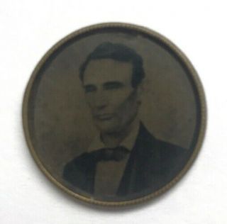 1860 Abraham Lincoln Ferrotype Tintype Campaign Pin Button Token 3
