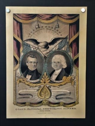 James K.  Polk Grand National Democratic Campaign Banner 1844 Hollywood Posters