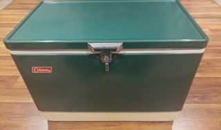 Vintage 1978 Green & White Coleman Large Cooler 22 " X 16 " X 13 " With Tray