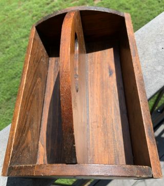 Antique Primitive Country Farm Handmade Pine Wood Handled Harvest Tote Caddy