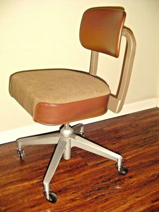 Vintage Mid Century Steelcase Industrial C275 Swivel Office Chair Brown Mcm