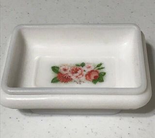 Vintage Avon Milk Glass Spring Flowers Soap Dish