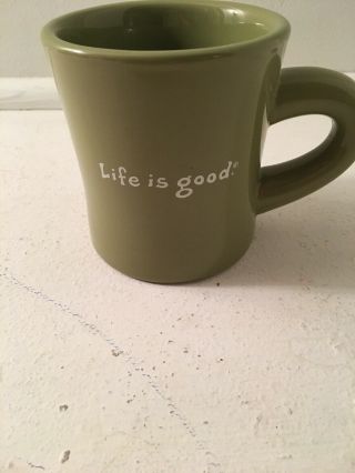 Good Home Peace Sign Life Is Good Coffee Mug Tea Cup Sage Green Diner Style