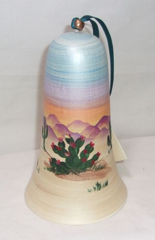Southwest Dreams By Dawn Hand Painted Hanging Pottery Bell With Desert Scene