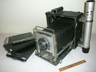 Vintage Graflex Speed Graphic Camera Optar Lens & Graflite 2773 Flash Handle