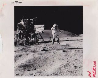 Apollo 16 John Young Saluting Nasa A Kodak Paper Press Photo