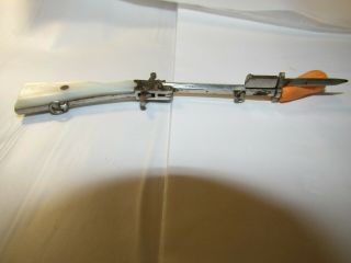 Vintage Miniature Flintlock Cap Rifle Pearl Handle With Bayonet Austria 5 " Exc,