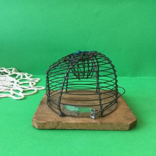 Vintage Primitive Wood & Wire Small Mouse Trap Cage Hand Made