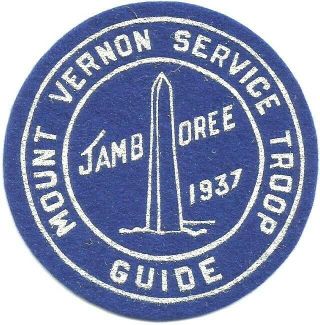 (very Rare) Bsa 1937 National Jamboree Mount Vernon Service Troop Felt Patch