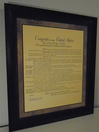Large Framed The United States Of America Bill Of Rights Printed Parchment Paper