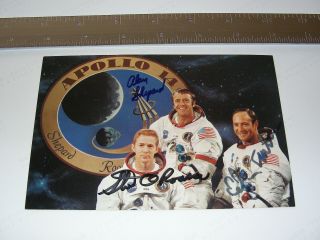 Apollo Xiv (14) Crew Authentically Hand - Signed Autographed 6 " X 4 " Postcard Nasa
