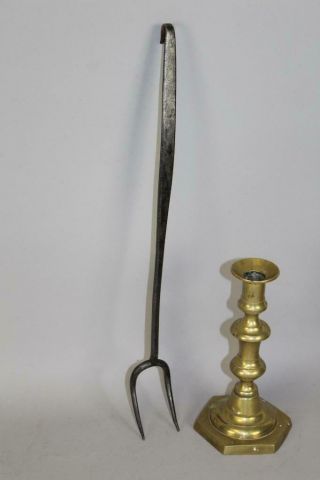 A Rare Early 18th C England Wrought Iron Tasting Fork In Great Old Surface