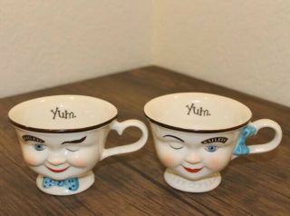 Baileys Yum Cups Winking Eye Face Mr & Mrs Coffee Mugs 1996 Limited Edition