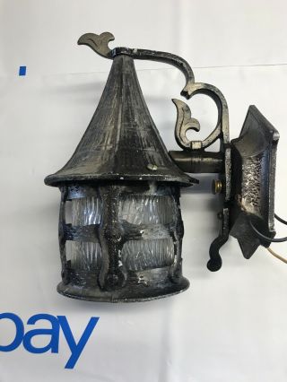 Vintage Gothic Tudor Arts Crafts Cottage Witches Hat Porch Wall Sconce Light
