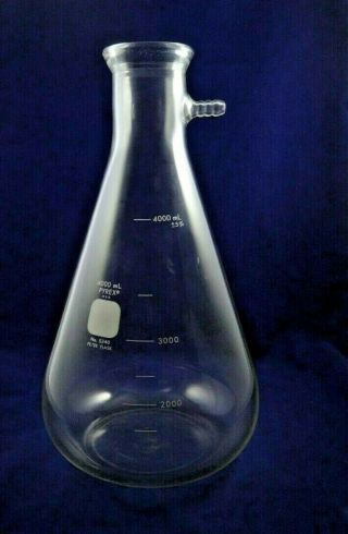 Vintage Pyrex Glass 4000ml Filtering Flask Heavy Rim,  Sidearm Tube No.  5340