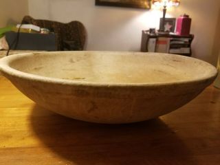 EARLY ANTIQUE PRIMITIVE LARGE WOOD WOODEN BOWL 3