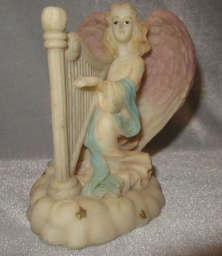 Roman Inc Seraphim Classics Angel Harp Figurine Statue Sculpture 4.  75 X 4 "