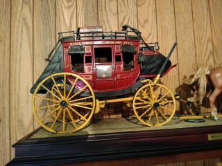 Franklin 1:16 Diecast Wells Fargo Overland Stage Coach With 4 Horses & Base
