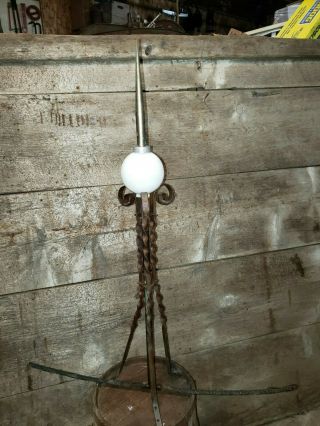 Vintage Antique Lightning Rod With Glass Ball,  & Cable.  - Fast