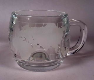 Vintage Globe Mug The Nestle Co.  World Earth Clear Glass Coffee Tea Cup