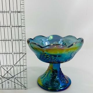Vintage Blue Carnival Glass Candle Stick Holder Harvest,  Single. 2