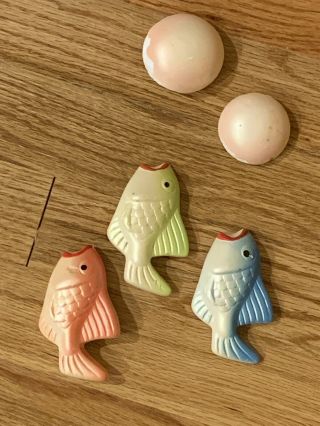 3 Vintage Plaster/chalk Ware Fish Wall Hangings,  Plaques,  2 Bubbles