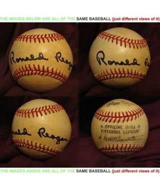 President Ronald Reagan Autographed Gameused Signed Baseball With Proof And