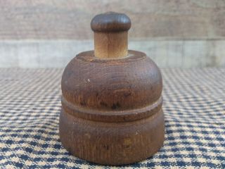 Small Antique Wooden Butter Pat Press Holly Leaf Imprint Butter Mold Stamp