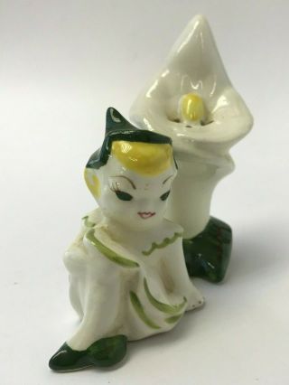Vintage Pixie Elf Sprite Fairy White Flower Lily Salt and Pepper Shaker 2