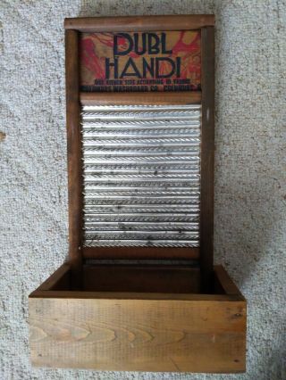Vintage Dubl Handi Washboard Co Columbus Ohio Wash Board 18 " X 8 1/2 " W/ Tray