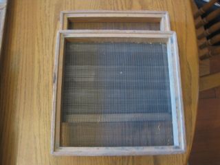Set of 10 Vintage Grain Elevator Square Wood Grain Sieve Sifter with Screens - 2