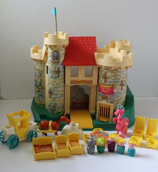 Vintage Fisher Price Little People Castle 993 Pink Dragon Near Complete