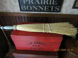 Vintage Primitive Hearth Broom With Green Painted Handle - 24 " Tall