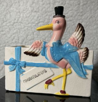 Relpo Stork Planter Vintage Japan Samson Import Co.  Ceramic Congratulations