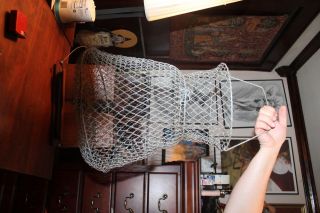 Vintage Large Rustic Primitive Collapsible Wire Mesh Trap Fish Basket