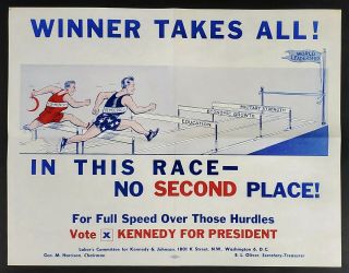 1960 John F.  Kennedy (jfk) President Campaign Poster " Winner Takes All "