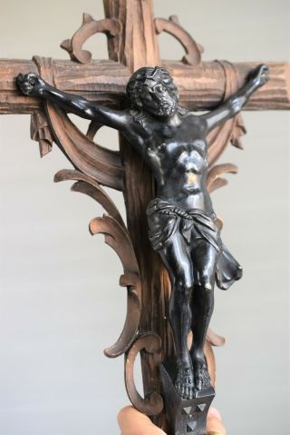 ⭐ Large Antique/vintage Crucifix,  Hand Carved Wood,  Religious Cross ⭐
