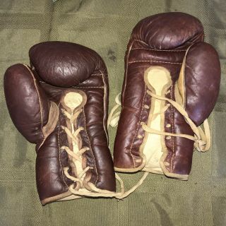Vintage Antique Ray Flores Leather Boxing Gloves 1920s - 1950s