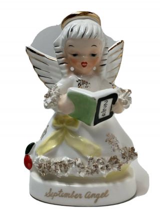 Vintage Lefton September Birthday Angel Porcelain Girl Figurine Japan 4.  25”