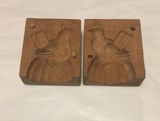 Antique Butter Mold Press Hand Carved Hen Chicken Wood Wooden Made In Germany