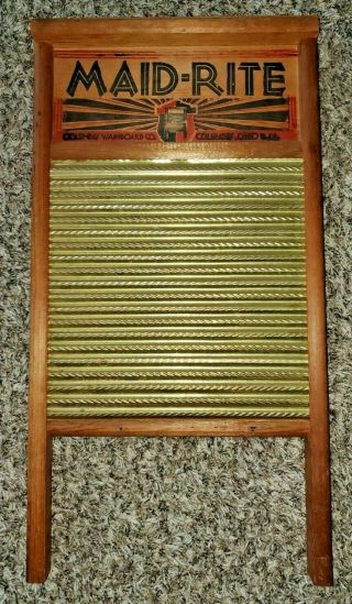 Antique Maid - Rite Standard Family Size No.  2062 Brass Washboard Columbus Ohio