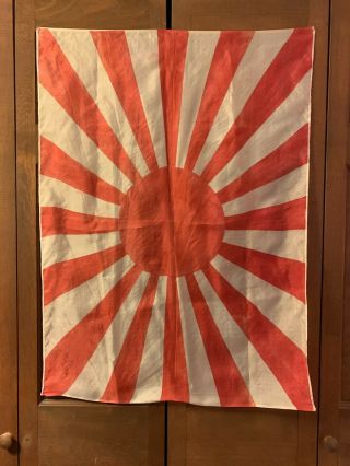 Japanese “rising Sun” Ww2,  Wwii Silk Flag 26 X 35.  5 Inch