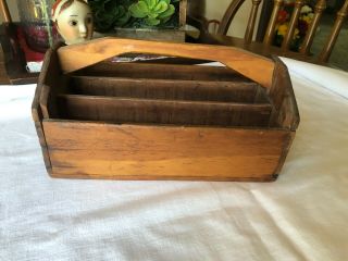 Antique Vintage Wooden Tool Box,  Utensils Tote,  Caddy,  Carrier,  Handmade