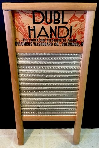 “brand ” Wash Board Washboard Dubl Handl Columbus Ohio 18 " Tall