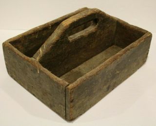 Great Vintage Primitive Wooden Tote Tool Box Nail Farm Caddy Carrier Farmhouse 2
