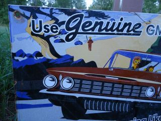 VINTAGE 1961 GM PARTS PORCELAIN ENAMEL DEALERSHIP SIGN CHEVY CAR TRUCK 3