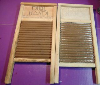 2 18 " Vintage Dubl Handi Columbus Washboard Co Wood & Tin Advertising Washboards