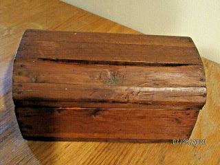 Antique Primitive Wooden Box Hand Made Dome Top Make Do Old Vintage Wood Boxes
