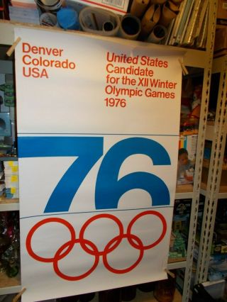 Vintage 1976 Denver Winter Olympics U.  S.  Candidate Advertising Poster 40 " By 25 "
